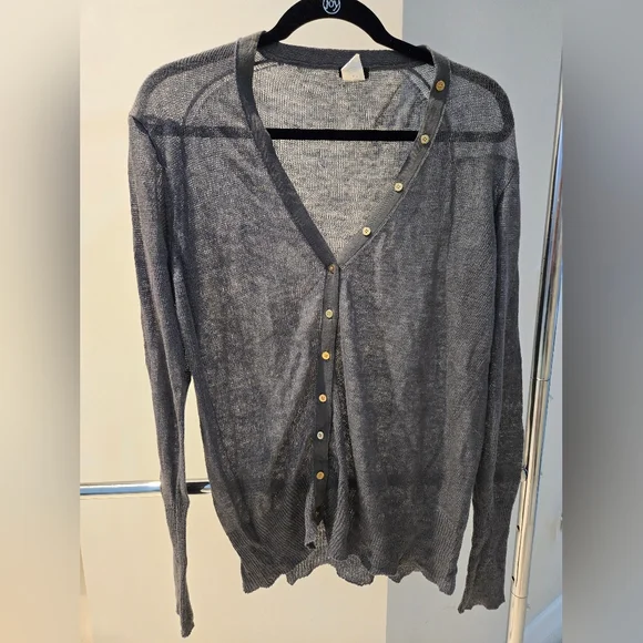 J Crew Linen V Neck Sweater In Grey Size Medium - Picture 1 of 6